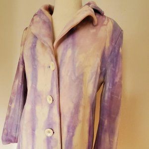 Cashmere pea Coat pink white ivory purple blue small med Large petite tie dyed